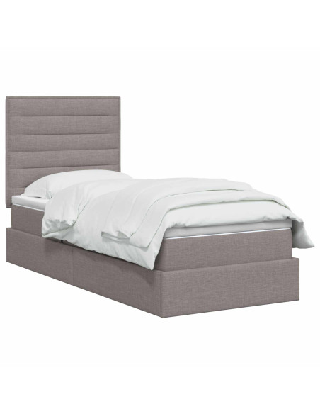 Letto con contenitore e materasso Tortora 100 x 200 cm Tessuto
