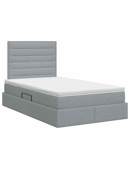 Letto con contenitore e materasso Grigio Chiaro 120 x 190 cm