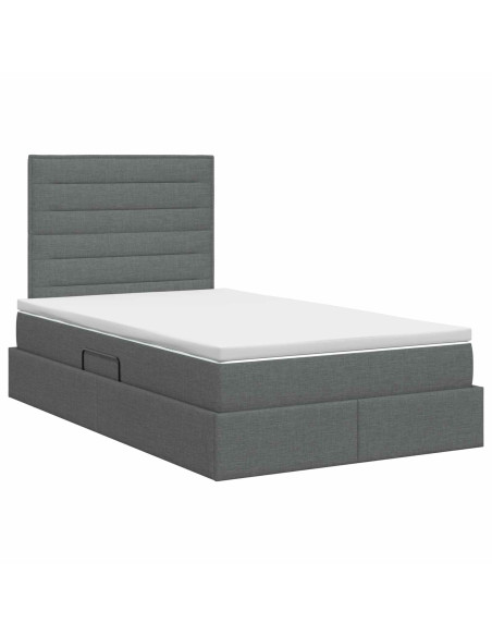 Letto con contenitore e materasso Grigio Scuro 120 x 190 cm