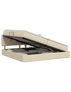 Letto con contenitore LED e materasso Crema 200 x 200 cm