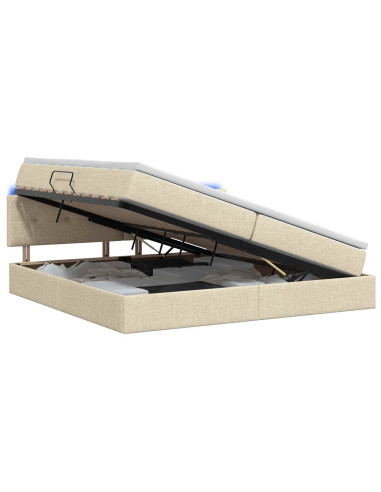 Letto con contenitore LED e materasso Crema 200 x 200 cm