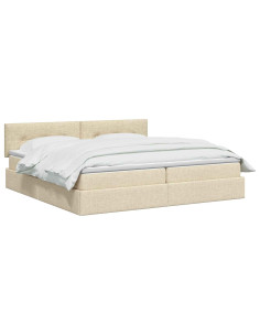 Letto con contenitore LED e materasso Crema 200 x 200 cm 2