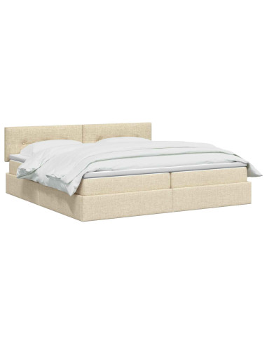 Letto con contenitore LED e materasso Crema 200 x 200 cm