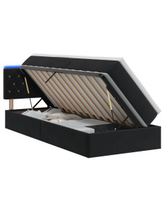 Letto con contenitore LED e materasso Nero 100 x 200 cm Velluto
