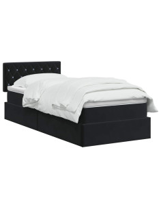 Letto con contenitore LED e materasso Nero 90 x 190 cm Velluto 2