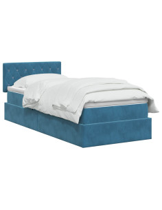 Letto con contenitore LED e materasso Blu Scuro 90 x 190 cm 2
