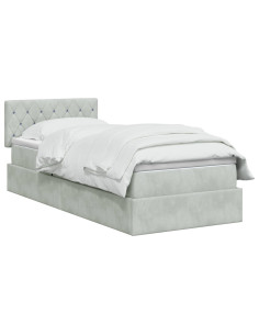 Letto con contenitore LED e materasso Grigio Chiaro 2