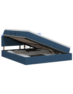 Letto con contenitore LED e materasso Blu 140 x 200 cm Tessuto