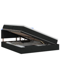 Letto con contenitore LED e materasso Nero 160 x 200 cm Tessuto