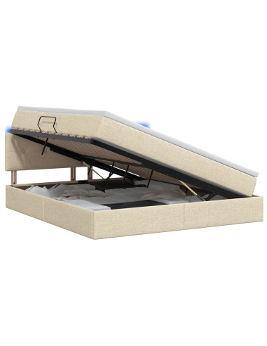 Letto con contenitore LED e materasso Crema 160 x 200 cm