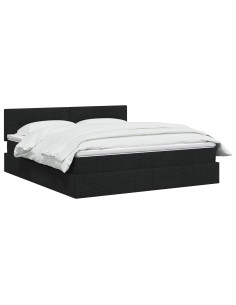 Letto con contenitore LED e materasso Nero 160 x 200 cm Tessuto 2
