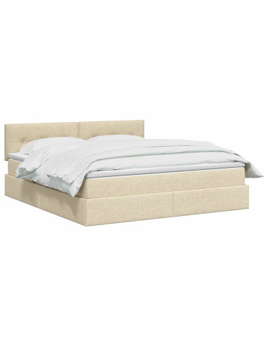 Letto con contenitore LED e materasso Crema 180 x 200 cm