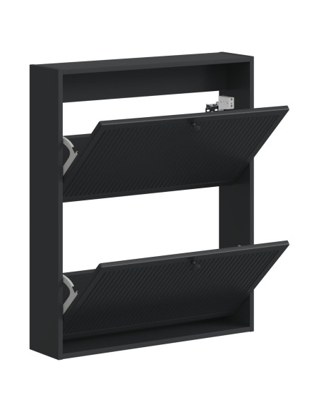 Mobiletto per Scarpe da Muro EDE 71 x 17 x 86 cm Nero