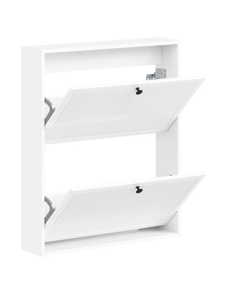 Mobiletto per Scarpe da Muro EDE 71 x 17 x 86 cm Bianco Lucido