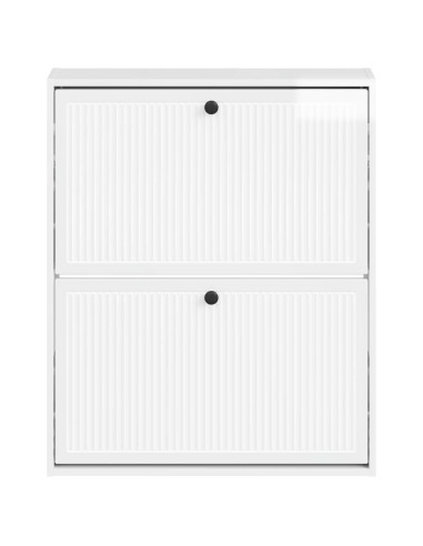 Mobiletto per Scarpe da Muro EDE 71 x 17 x 86 cm Bianco Lucido
