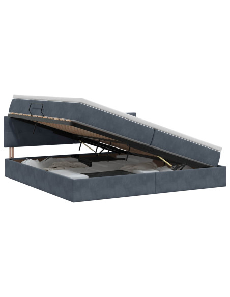 Letto con Contenitore Grigio Scuro 200 x 200 cm Velluto
