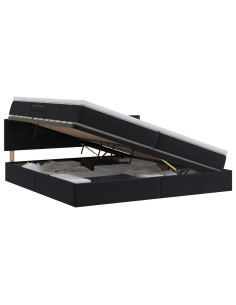 Letto con Contenitore con testiera Nero 200 x 200 cm Velluto