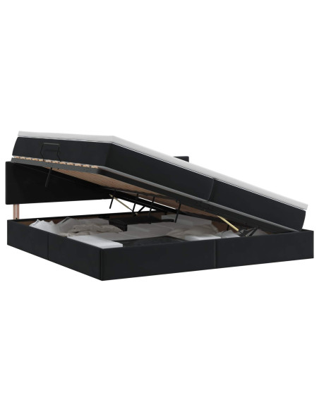 Letto con Contenitore con testiera Nero 200 x 200 cm Velluto