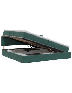 Letto con Contenitore Verde Scuro 200 x 200 cm Velluto