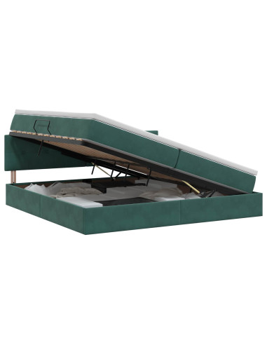Letto con Contenitore Verde Scuro 200 x 200 cm Velluto
