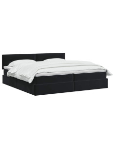 Letto con Contenitore con testiera Nero 200 x 200 cm Velluto 2