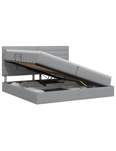 Letto con contenitore e materasso Grigio Chiaro 200 x 200 cm