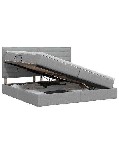 Letto con contenitore e materasso Grigio Chiaro 200 x 200 cm