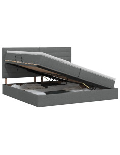 Letto con contenitore e materasso Grigio Scuro 200 x 200 cm