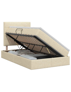 Letto con contenitore e materasso Crema 120 x 200 cm Tessuto