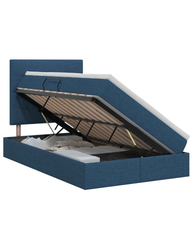 Letto con contenitore e materasso Blu 120 x 200 cm Tessuto