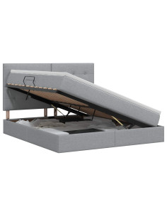 Letto con contenitore e materasso Grigio Chiaro 140 x 190 cm
