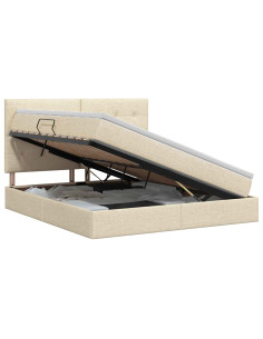 Letto con contenitore e materasso Crema 140 x 200 cm Tessuto