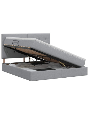 Letto con contenitore e materasso Grigio Chiaro 160 x 200 cm