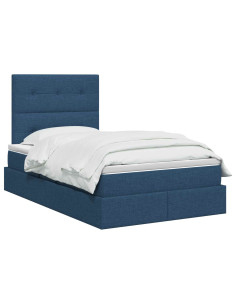 Letto con contenitore e materasso Blu 120 x 200 cm Tessuto 2