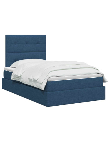 Letto con contenitore e materasso Blu 120 x 200 cm Tessuto
