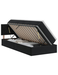 Letto con Contenitore con testiera Nero 100 x 200 cm Velluto