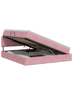 Letto con Contenitore con testiera Rosa 180 x 200 cm Velluto