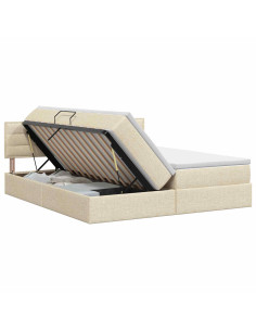 Letto con Contenitore con testiera 2 pz Crema Pelle Sintetica