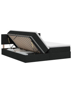 Letto con Contenitore con testiera 2 pz Nero Pelle Sintetica