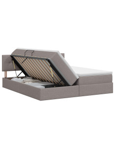 Letto con Contenitore con testiera 2 pz Tortora Pelle Sintetica