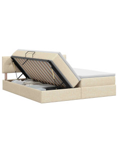 Letto con Contenitore con testiera 2 pz Crema Pelle Sintetica