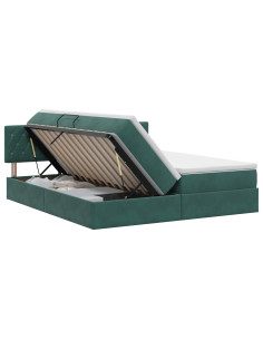 Letto con Contenitore con testiera 2 pz Verde Scuro