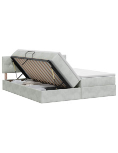 Letto con Contenitore con testiera 2 pz Grigio Chiaro