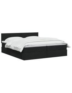 Letto con Contenitore con testiera 2 pz Nero Pelle Sintetica 2