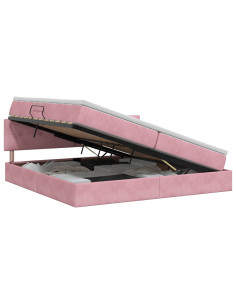 Letto con Contenitore con testiera Rosa 200 x 200 cm Velluto