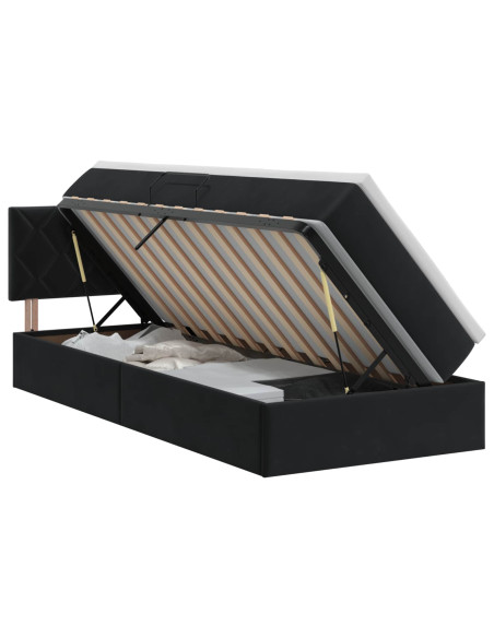 Letto con Contenitore con testiera Nero 90 x 190 cm Velluto