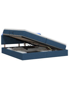 Letto con contenitore LED e materasso Blu 200 x 200 cm Tessuto