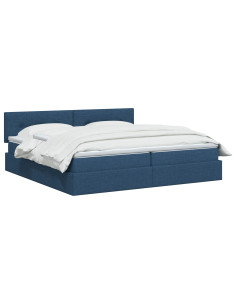 Letto con contenitore LED e materasso Blu 200 x 200 cm Tessuto 2