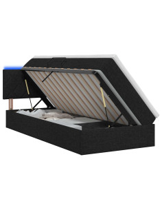 Letto con contenitore LED e materasso Nero 90 x 190 cm Tessuto