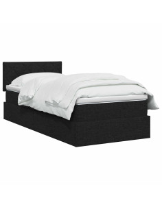 Letto con contenitore LED e materasso Nero 90 x 190 cm Tessuto 2
